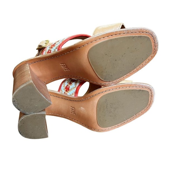 Frye Open Toe Braided Leather Amy Ankle Strap Block Heel Sandal Brown Size 8 - Picture 6 of 10